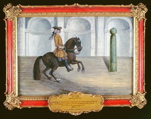 Nr. 33 Een Spaans paard van de Spaanse Rijschool die een dressuurbeweging uitvoert door Baron Reis Eisenberg