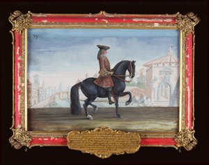 Nr. 39 Le Superbe, een paard van de Spaanse Rijschool dat een dressuurbeweging genaamd de Piaffe uitvoert door Baron Reis Eisenberg