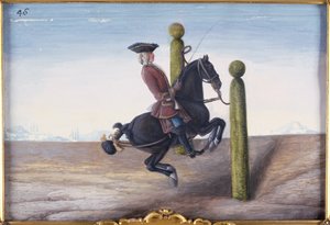 Nr. 46 Een bruin paard van de Spaanse Rijschool dat een dressuurbeweging genaamd de Croupade uitvoert door Baron Reis Eisenberg