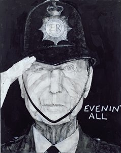 Portret van Jack Warner als Dixon of Dock Green, illustratie voor The Listener, 1970s