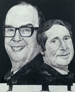 Portret van Morecambe en Wise, illustratie voor The Listener, 1970s
