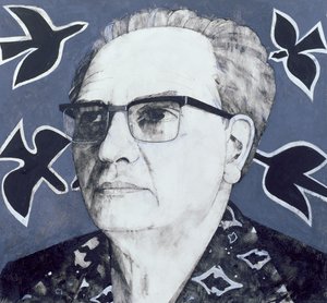 Portret van Olivier Messiaen, illustratie voor The Sunday Times, 1970s