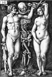 Adam en Eva, gegraveerd door Hans Sebald Beham, 1543