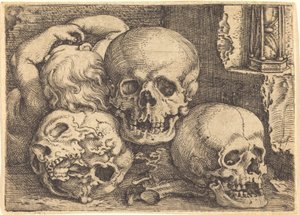 Kind met drie schedels door Barthel Beham