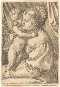 Madonna met bloemenvaas door Barthel Beham