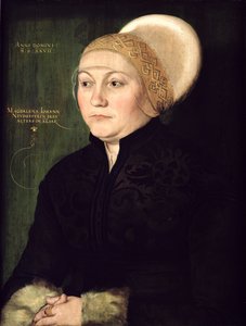 Portret van Magdalena Neudorffer door Barthel Beham