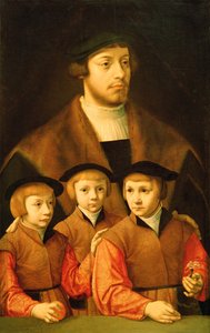 Portret van een man en zijn drie zonen, late jaren 1530-vroege jaren 1540