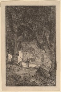 Grot met monniken door Bartholomeus Breenbergh