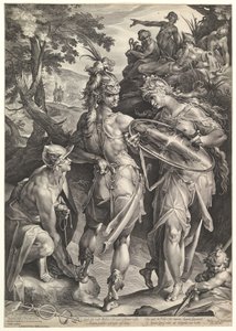 Minerva en Mercurius bewapenen Perseus door Bartholomeus Spranger