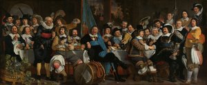 Banket bij het kruisbooggilde ter viering van het Verdrag van Münster door Bartholomeus van der Helst
