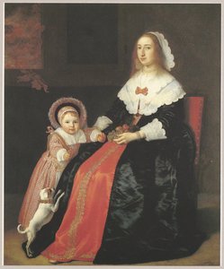 Portret van een vrouw met kind, mogelijk Margaretha Cloeck (1617-1680) en Pieter Hulft (1643-1694) door Bartholomeus van der Helst