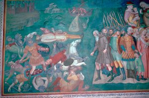 Fresco van de Israëlieten die de Rode Zee oversteken, 14e eeuw door Bartolo di Fredi