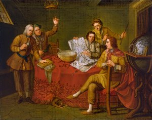 Gustavus Hamilton, 2e Burggraaf Boyne (1639-1723), in de kajuit van zijn jacht