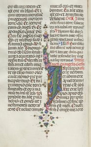 Missale: Fol. 22v: Bladornament met vis door Bartolomeo Caporali