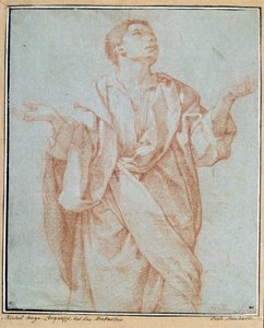 Man met open armen, ogen naar de hemel gericht, hoofd gekanteld door Bartolomeo Cesi