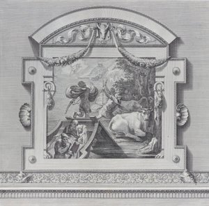Plaat 24: Metgezellen van Odysseus stelen de ossen heilig voor Apollo, 1756. Makers: Bartolomeo Crivellari, Gabriel Söderling door Bartolomeo Crivellari, Gabriel Söderling