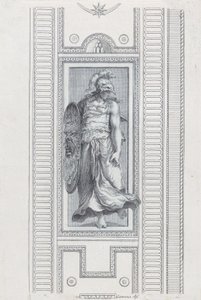Plaat 15: mythologisch figuur met helm en schild door Bartolomeo Crivellari