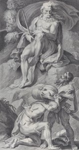 Plaat 8: Ulysses ontvangt de winden in een leren zak van Aeolus door Bartolomeo Crivellari