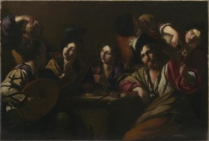 Tafereel in een Herberg, ca. 1619 door Bartolomeo Manfredi