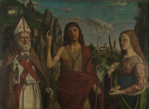 Sint Zeno, Sint Johannes de Doper en een vrouwelijke martelaar, ca. 1495
