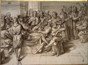 Anatomische les gegeven door Michelangelo Buonarroti, ook bekend als Michelangelo door Bartolomeo Passarotti