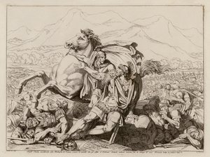 Dood van Lucius Aemilius Paullus bij de slag van Cannae, 216 voor Christus (ets) door Bartolomeo Pinelli