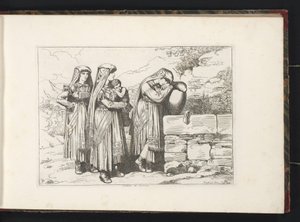 Drie vrouwen en een kind uit Cervara di Roma