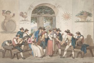 Interieur van een Romeinse herberg, 1817 door Bartolomeo Pinelli