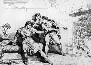 Dood van Nero, uit Geschiedenis van keizers, beginnend vanaf Ottavio, gravure door Bartolomeo Pinelli (1781-1835), Rome door Bartolomeo Pinelli
