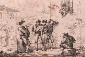 Serenade in Rome, ets door Bartolomeo Pinelli door Bartolomeo Pinelli