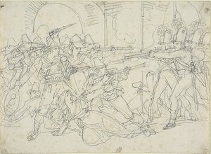 Studie voor gebeurtenissen uit het leven van Massaroni, een Italiaanse bandiet
