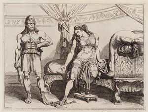De eunuch Bacchides gestuurd door Mithridates VI van Pontus naar zijn vrouw Monime (ets)