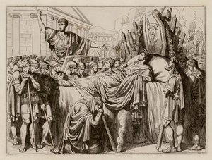 Valerius houdt de grafrede op de begrafenis van Brutus, 509 v.Chr.