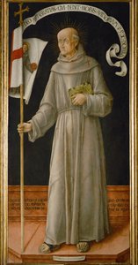 Sint Joannes van Capistrano, beroemd prediker van berouw, die oproept tot kruistochten tegen Turken en Hussieten ... door Bartolomeo Vivarini
