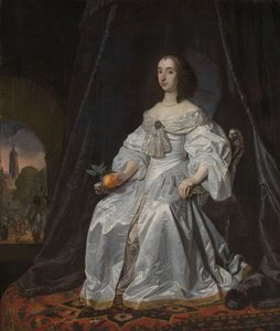 Mary Stuart, Prinses van Oranje, als Weduwe van Willem II door Bartolomeus van der Helst
