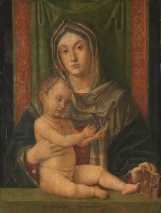 Maagd en kind door Bartolommeo Montagna (workshop of)