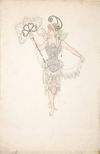 Kostuumontwerp voor Dame met een waaier, 1890-99