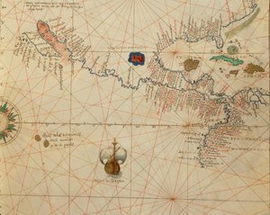 Afrika, Europa en deel van Amerika: Midden-Amerika, uit Atlas van de Wereld in drieëndertig Kaarten, door Battista Agnese door Battista Agnese