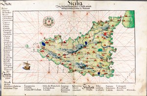 Kaart van Sicilië door Battista Agnese