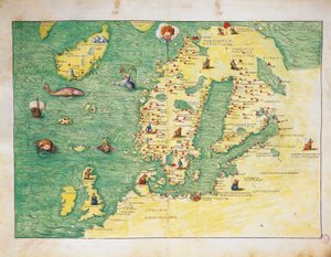 Noord-Europa, uit Atlas van de Wereld in drieëndertig Kaarten, door Battista Agnese