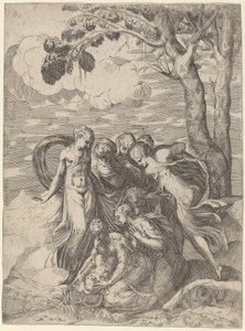De vondst van Mozes door Battista Angolo del Moro, after Andrea Meldolla, called Schiavone
