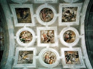 Uitzicht op het gewelf, van het plafond van de Grimani-kapel door Battista Franco