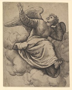 Engel zittend op een wolk, ca. 1560 door Battista Franco Veneziano