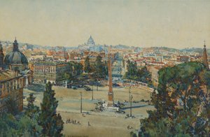 Rome, vanaf de Pincio, Piazza Del Popolo door Beatrice Mary Seccombe Leech