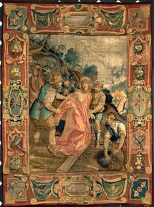 Christus wordt van zijn kleren beroofd. Wandtapijt gemaakt in de manufacturen van Brussel. 16e eeuw Genua, Musei di Strada Nuova