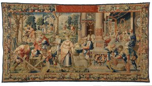 Wandtapijt, Verhaal van Laban, Jakob en Rachel, Genesis XXIX, gemaakt in Brussel, België, ca. 1530