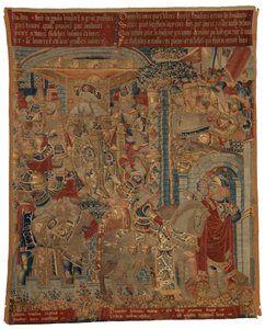 Wandtapijt, Drie scènes uit de Trojaanse Oorlog, of Odysseus en Diomedes als ambassadeurs aan het hof van koning Priamus, eisend de terugkeer van Helena