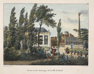Uitzicht op de botanische tuin van de stad Gent, ca. 1895 door Belgian School