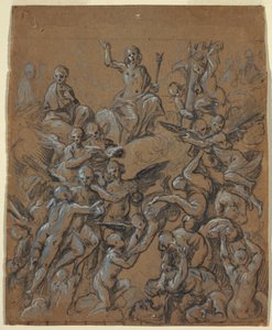 Tekening, Christus in Glorie met Engelen, ca. 1630