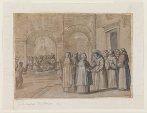 Ontmoeting van de heiligen Franciscus en Clara door Belisario Corenzio